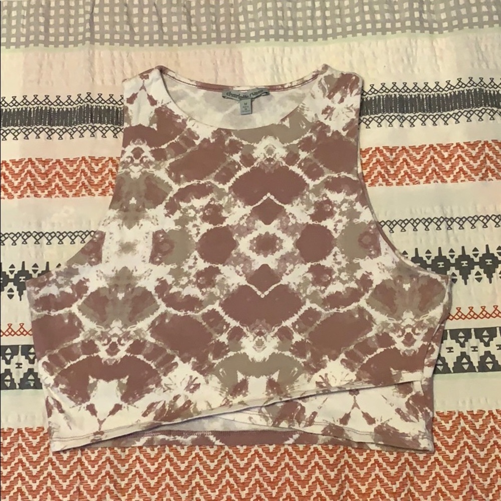 Mauve white and tan crop top